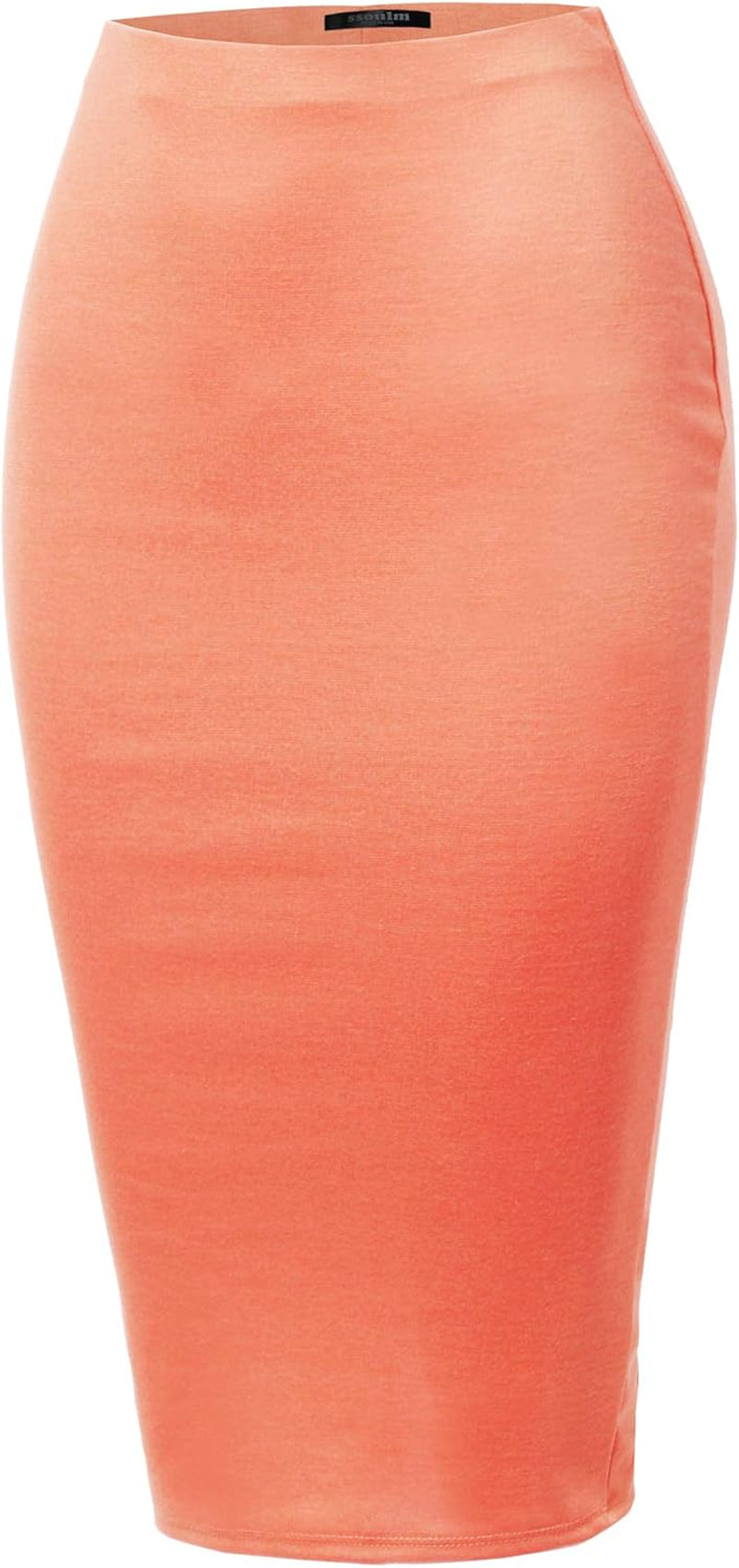 Women'S Work Office Stretchy Fitted Midi Pencil Skirt with Slit and plus Size