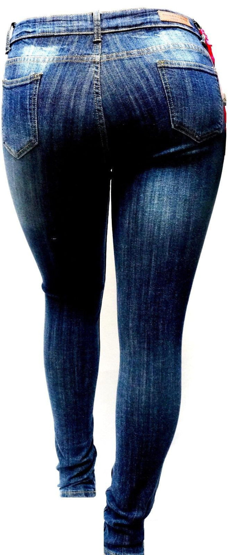 WOMENS plus SIZE Stretch Distressed Ripped BLUE SKINNY DENIM JEANS 