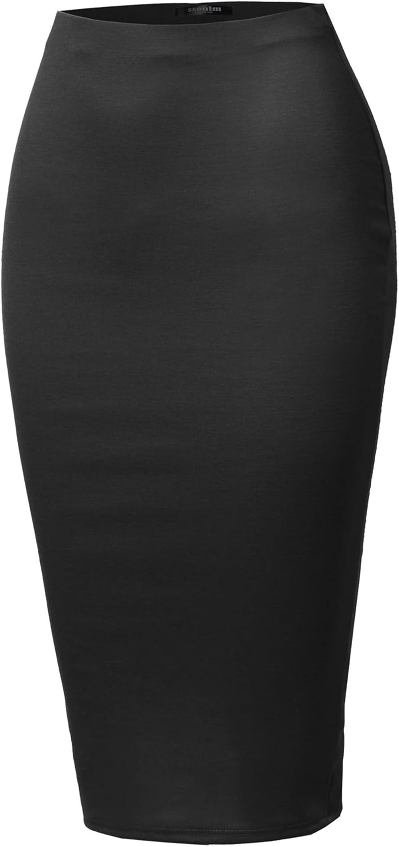 Women'S Work Office Stretchy Fitted Midi Pencil Skirt with Slit and plus Size