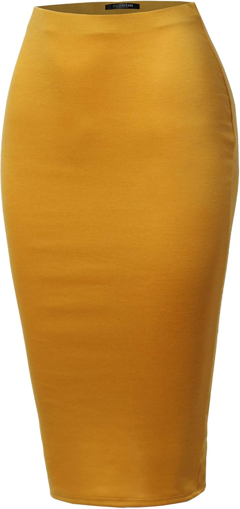 Women'S Work Office Stretchy Fitted Midi Pencil Skirt with Slit and plus Size