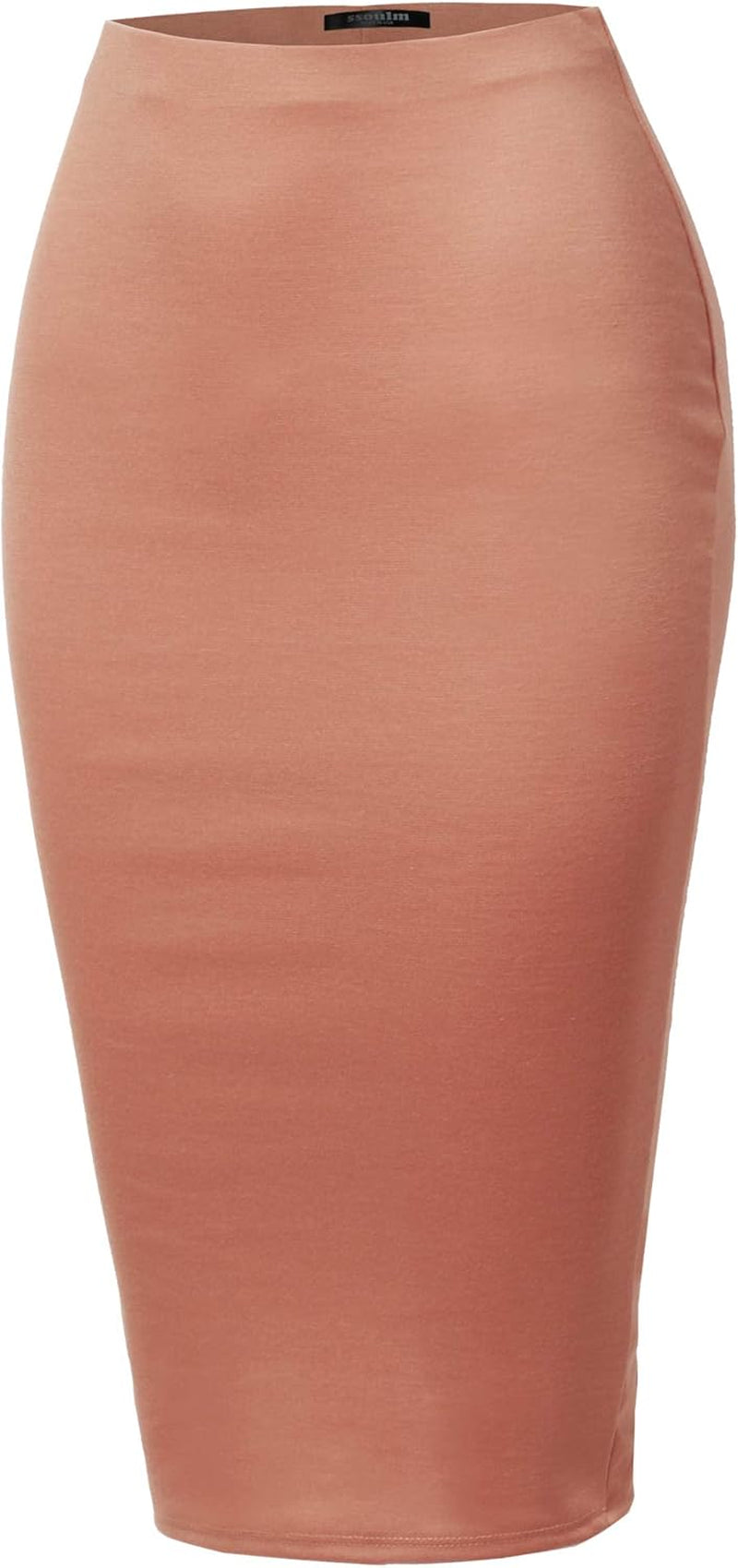 Women'S Work Office Stretchy Fitted Midi Pencil Skirt with Slit and plus Size