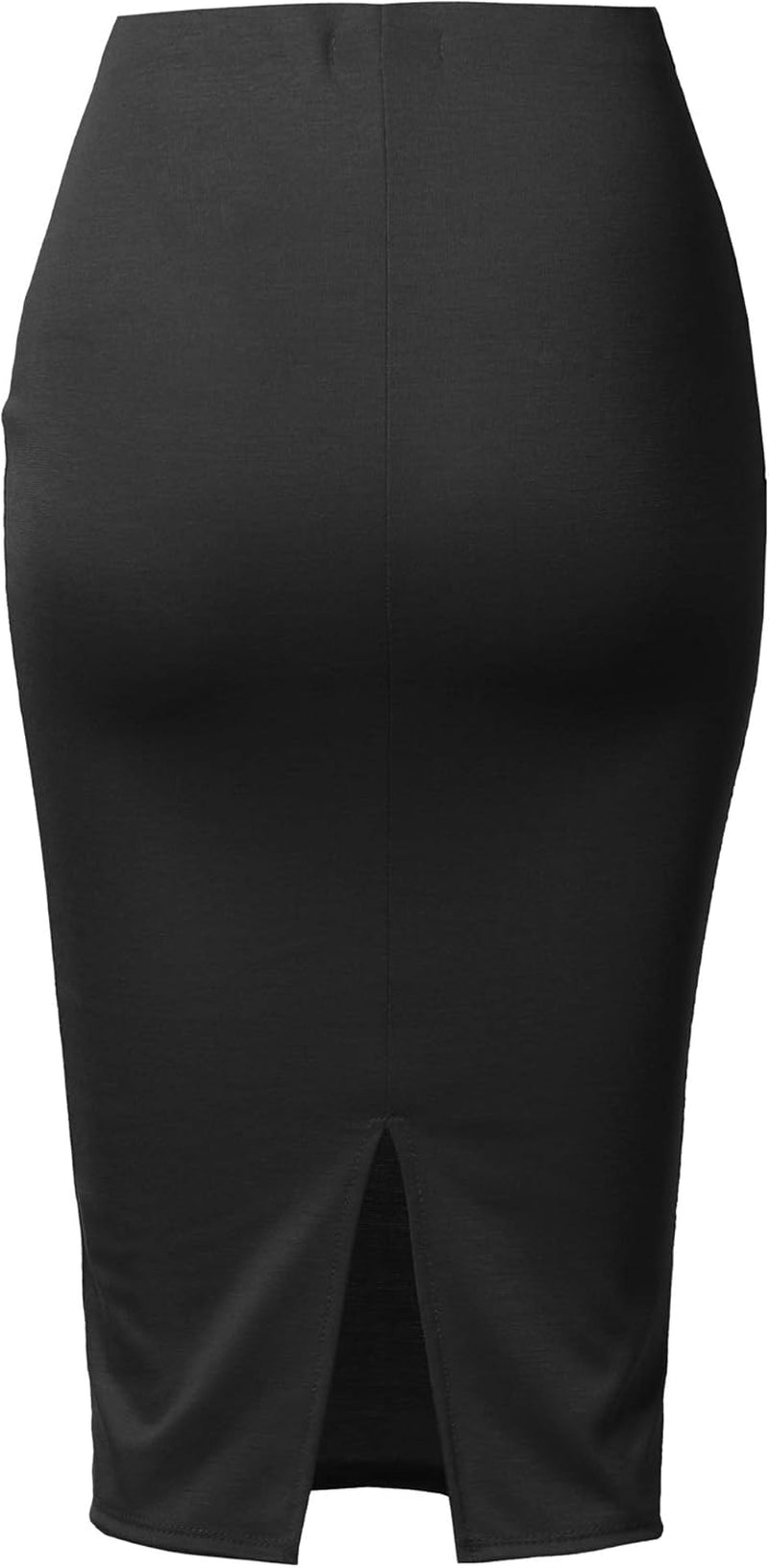 Women'S Work Office Stretchy Fitted Midi Pencil Skirt with Slit and plus Size