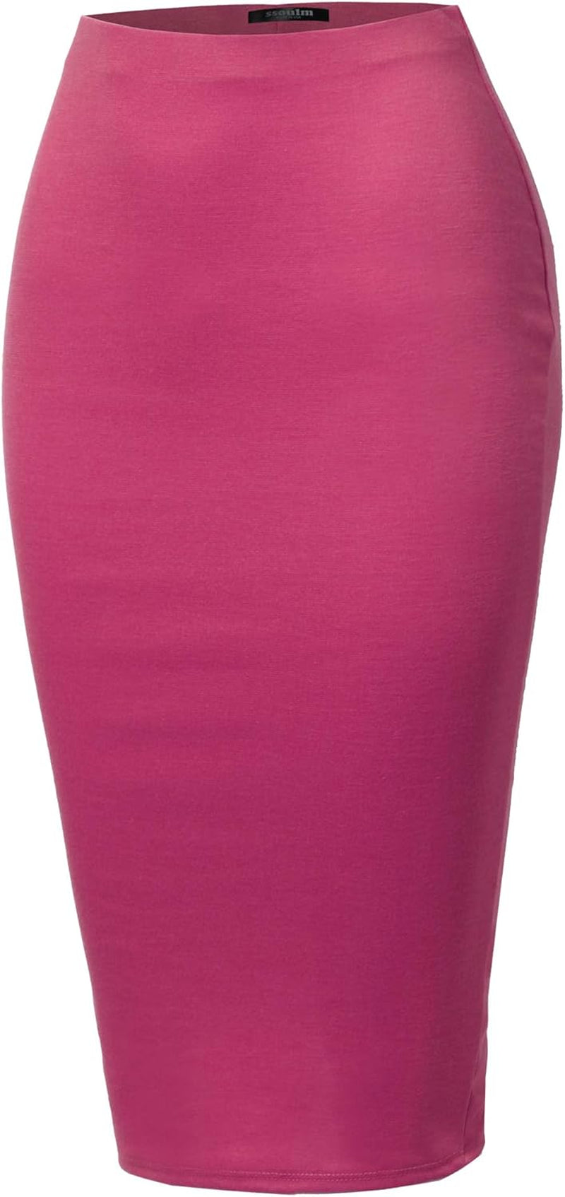 Women'S Work Office Stretchy Fitted Midi Pencil Skirt with Slit and plus Size