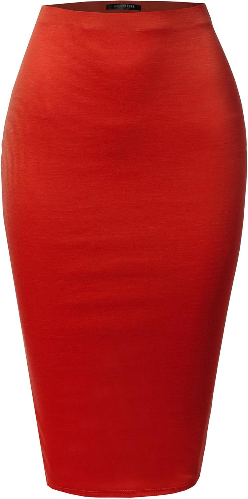 Women'S Work Office Stretchy Fitted Midi Pencil Skirt with Slit and plus Size